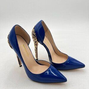 XYD Women Sexy Slip on Flower Carved Metal High Heel Pumps D'Orsay Pointy Toe